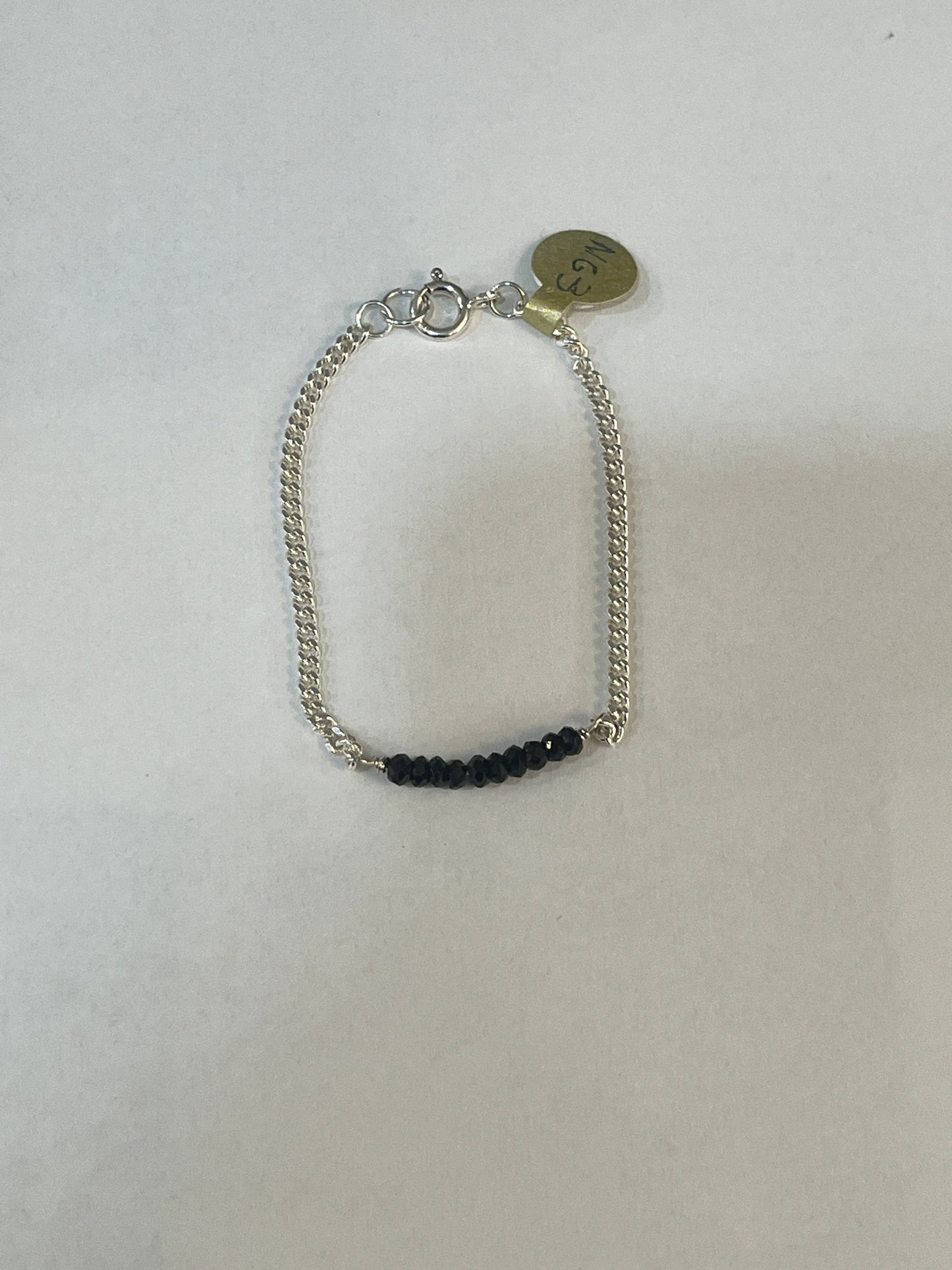 Faceted Onyx Sterling Silver Bracelet