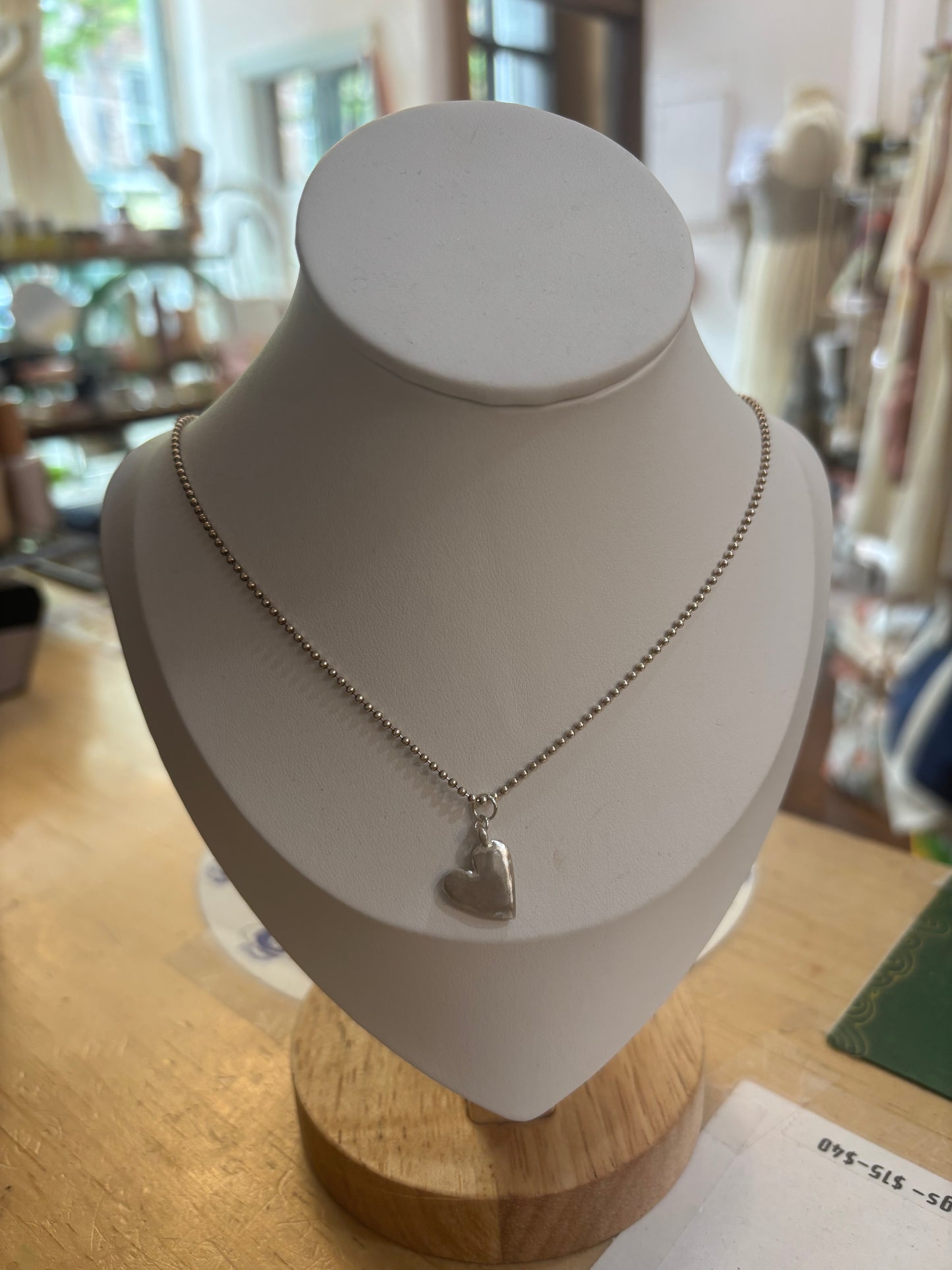 Sterling Silver Heart Pendant with Saphire