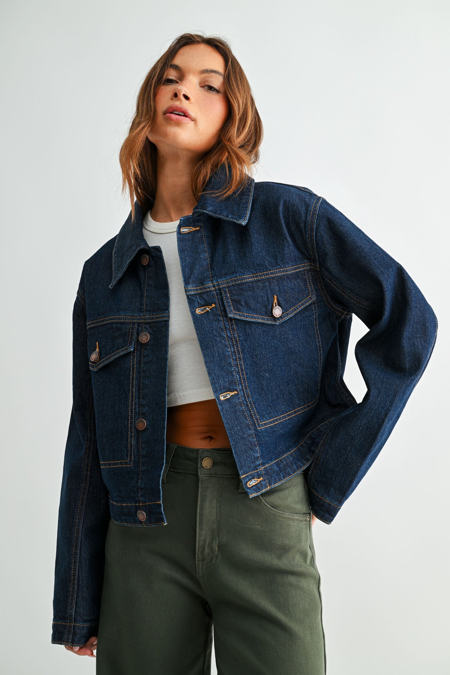 JB Collection Denim Jacket w/ Sherpa Collar