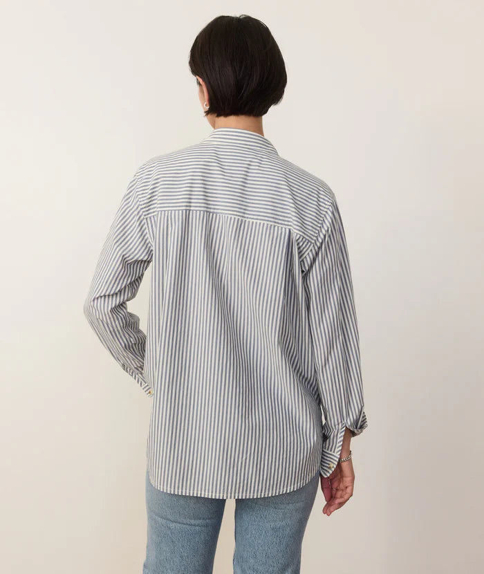 Jane Relaxed Fit Cali Poplin Button-Up Shirt | Midnight Stripe