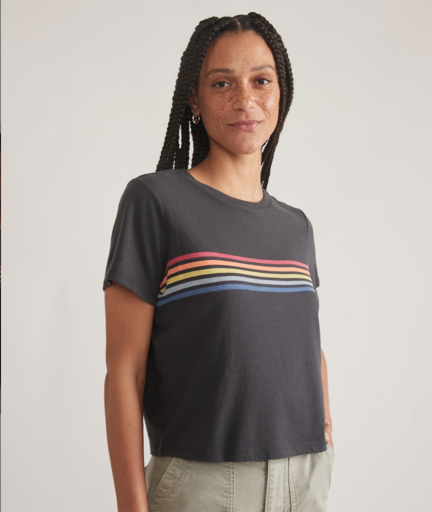 Easy Crop Rainbow Stripe | Washed Black