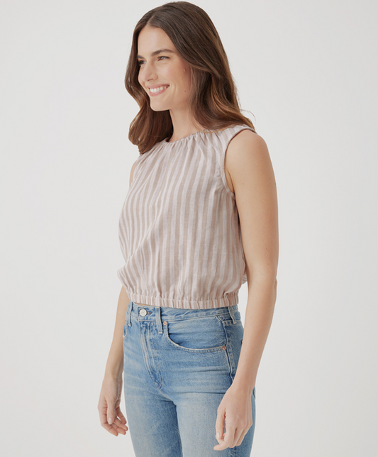 Coastal Double Gauze Bubble Hem Top - Rockport Stripe