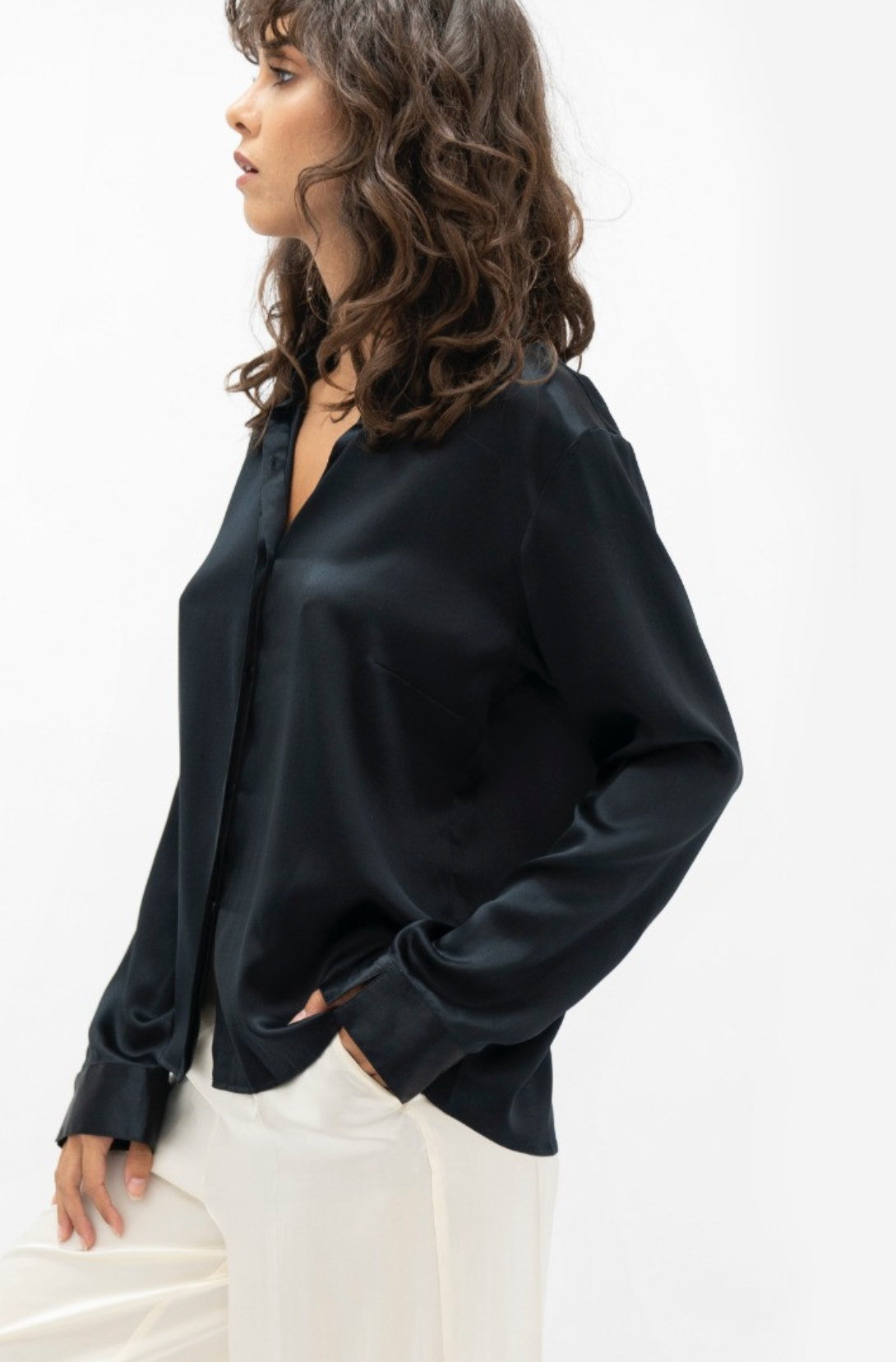 Regenerated Silk Kobe Blouse | Black