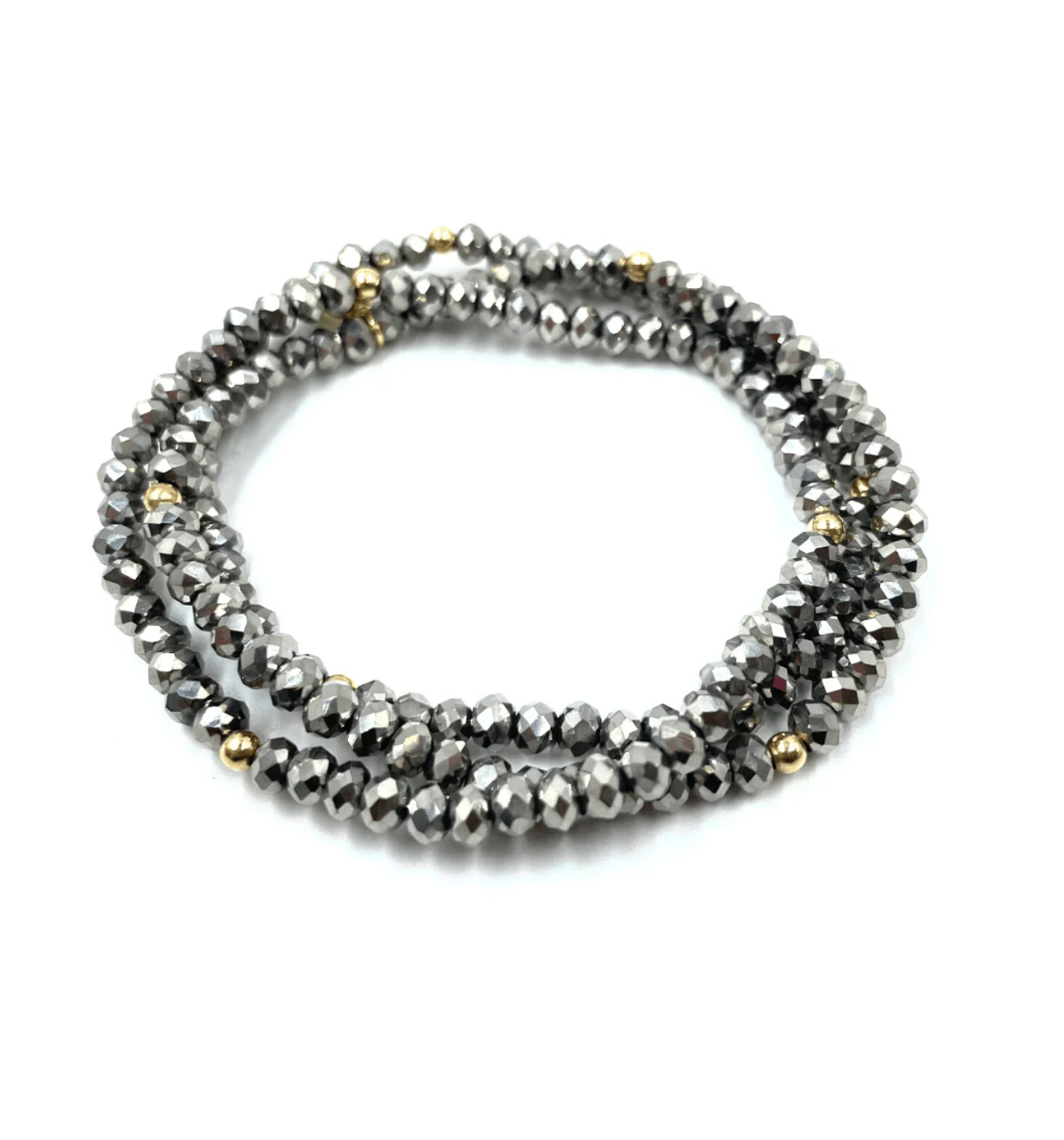 OG Classic Bracelet Stack in Mettalic Gray + Gold Filled