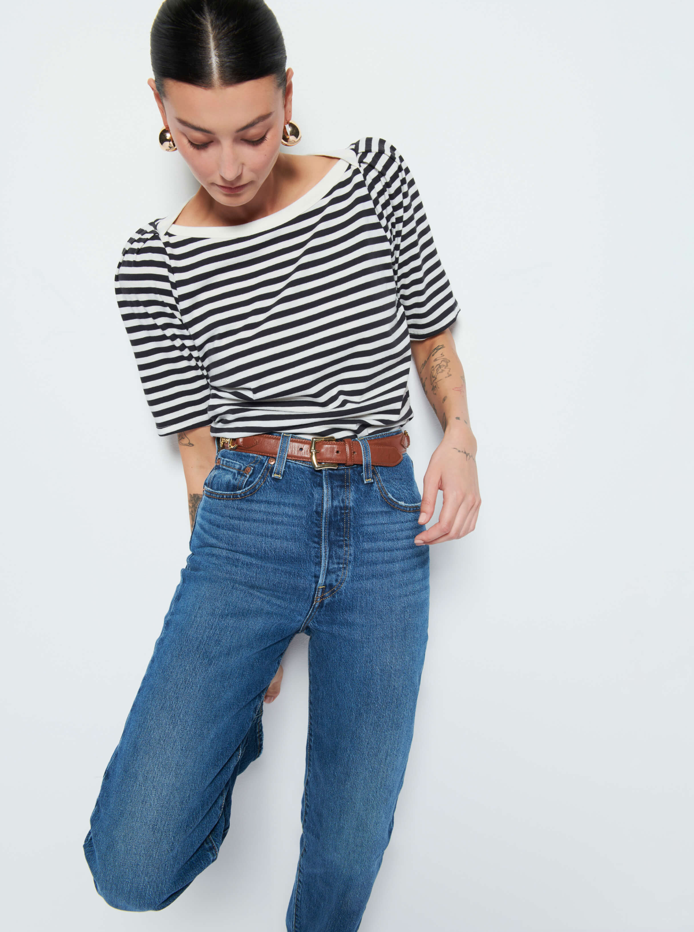 Deana Stripe Envelope T-Shirt | Black Stripe