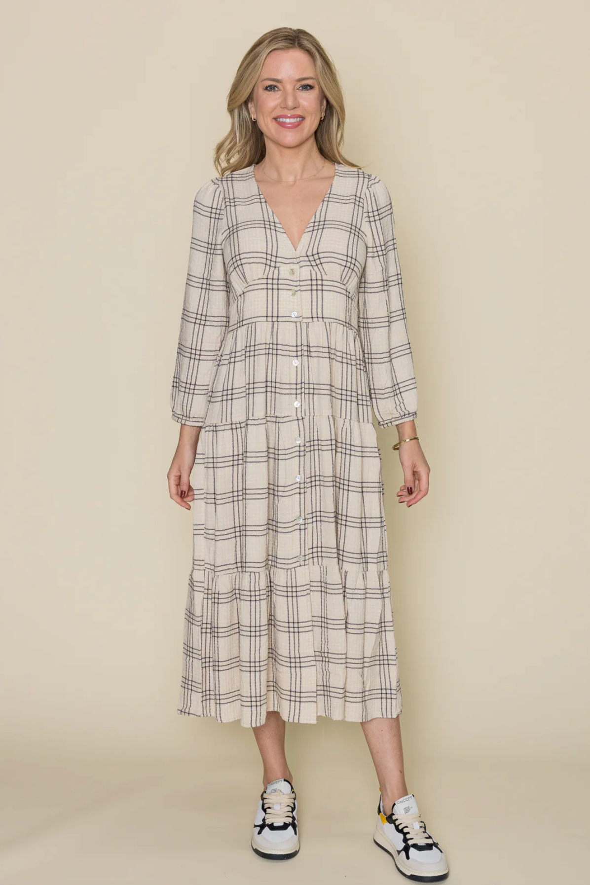 Maeve Maxi Dress | Cream Windowpane