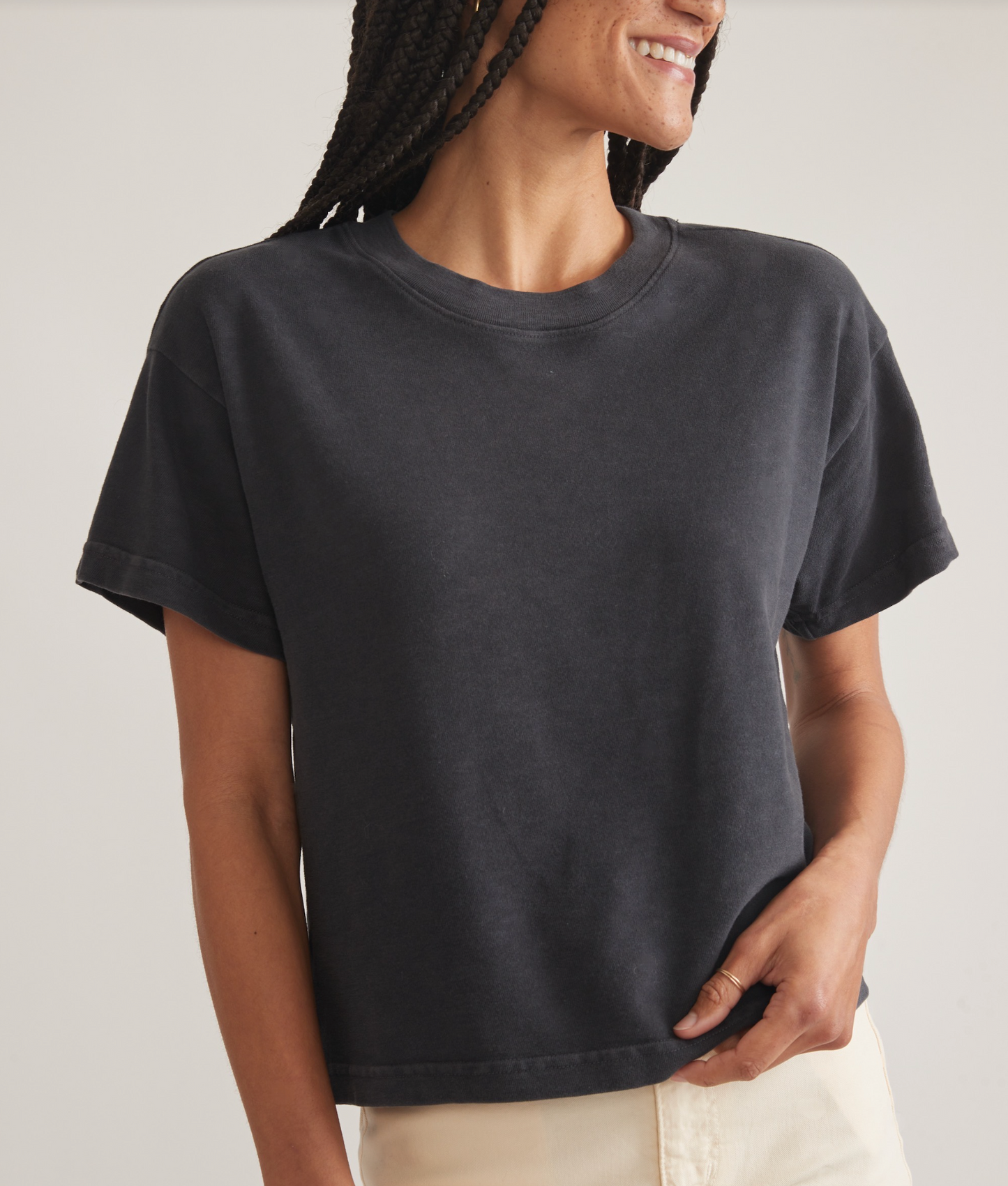 Vintage Slub Crop Tee | Soft Black
