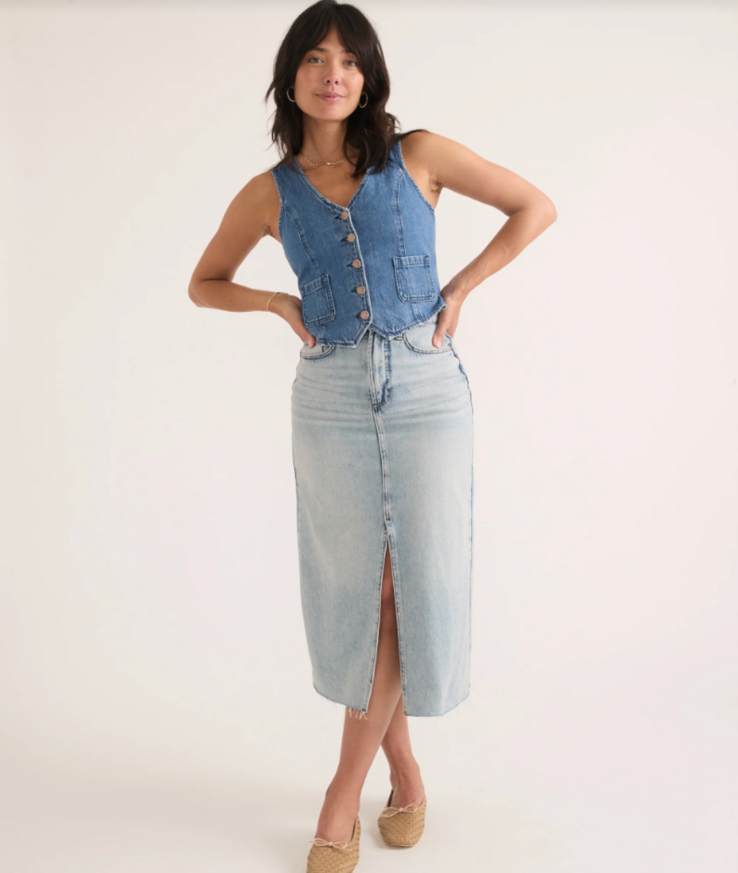 Fawn Denim Midi Skirt