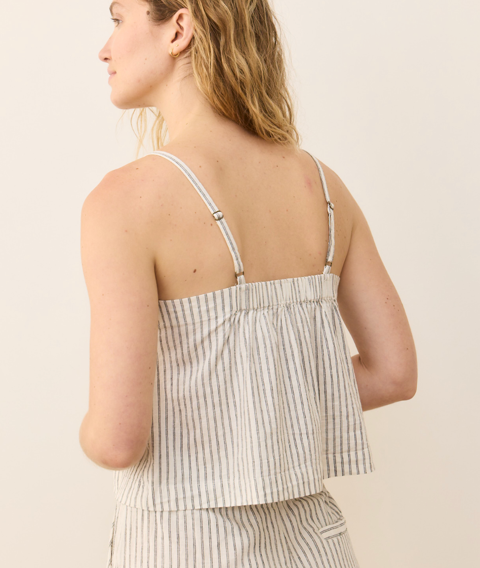 Celeste Hemp Cami | Cream Navy Stripe