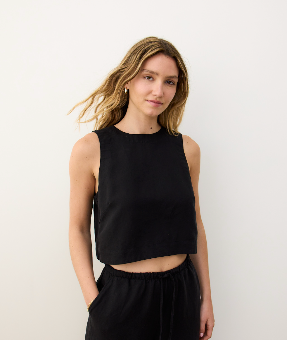 Quinn Linen Tank | Black