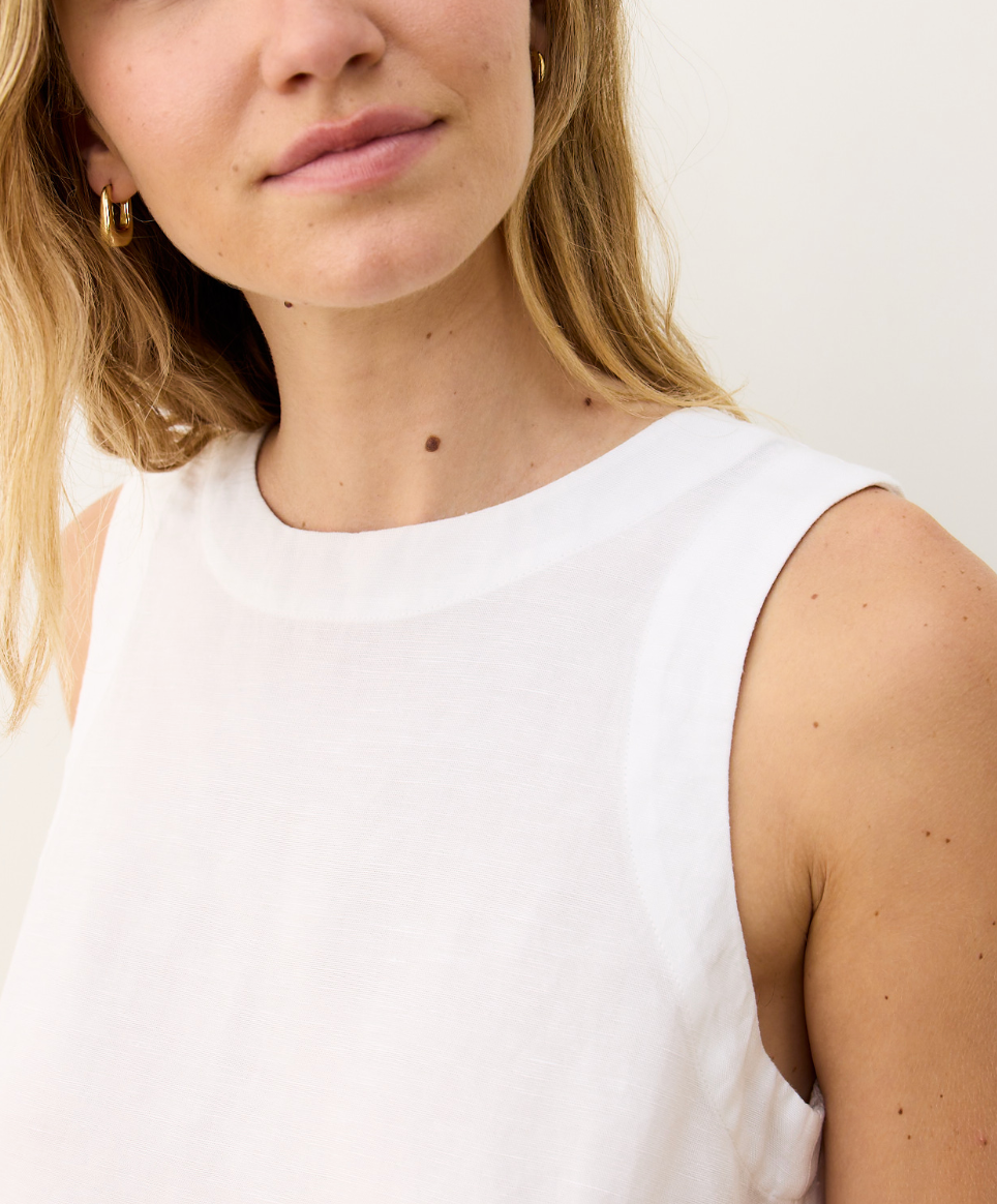 Quinn Linen Tank| White