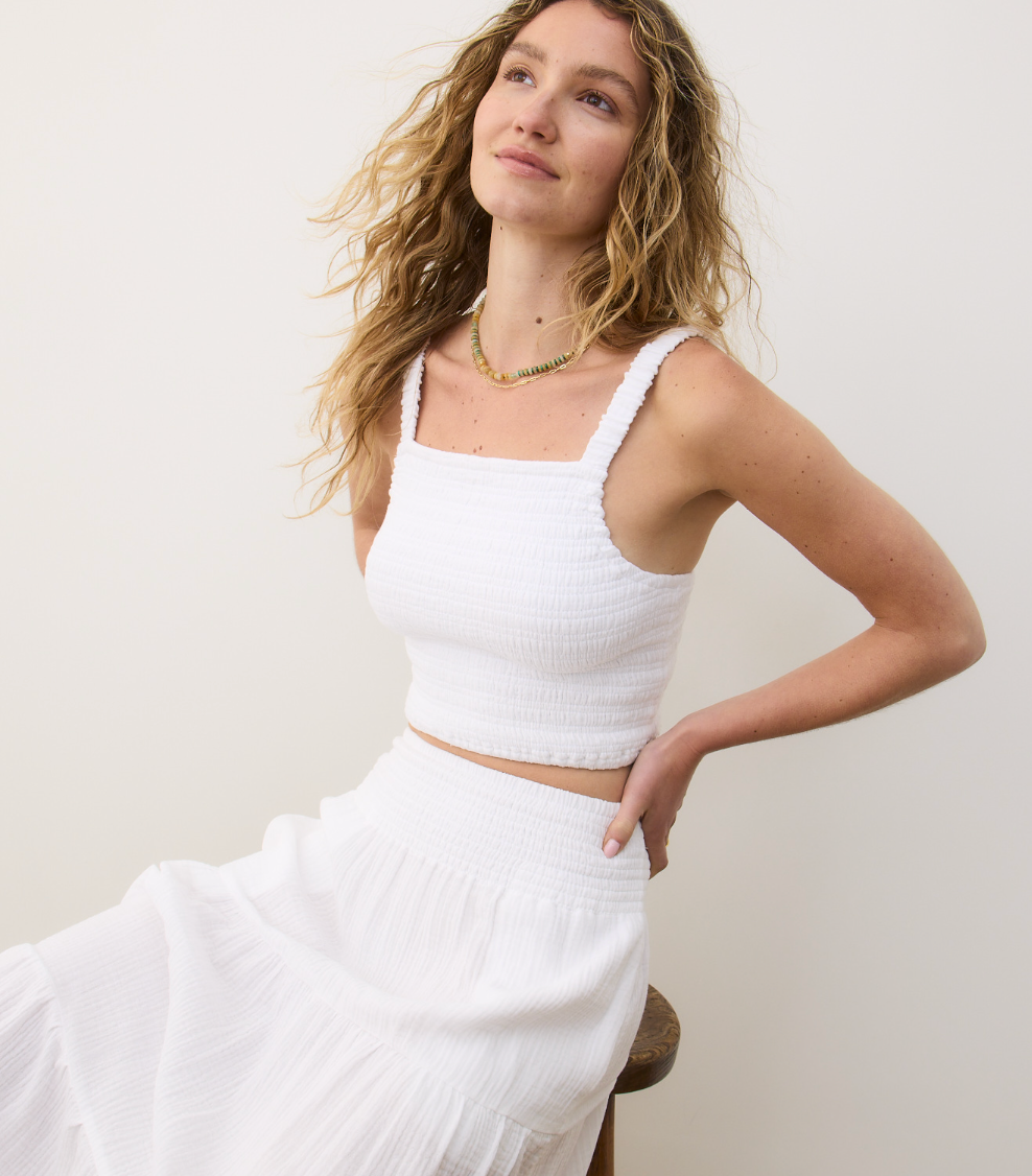 Lila Double Cloth Tank | White