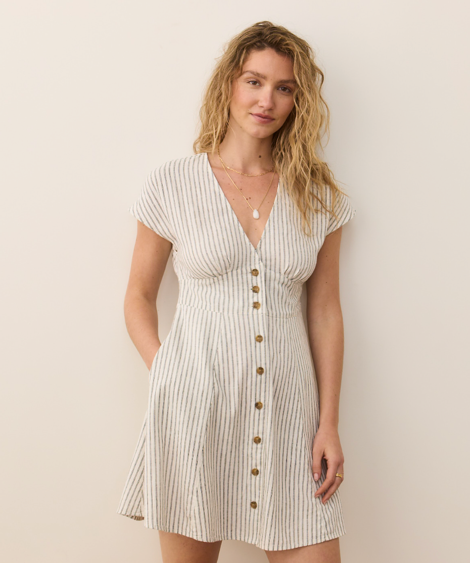 Camila Mini Dress | Cream/Navy Stripe