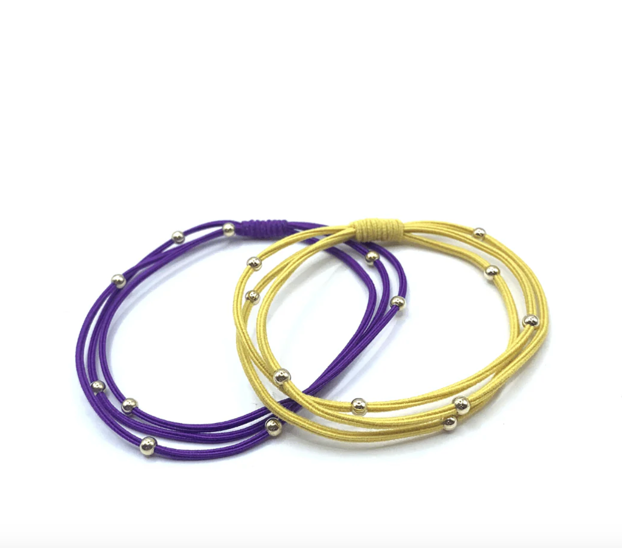 3mm Gold Water Pony Waterproof Bracelet Hair Bands in Gold and Purple #WP-M