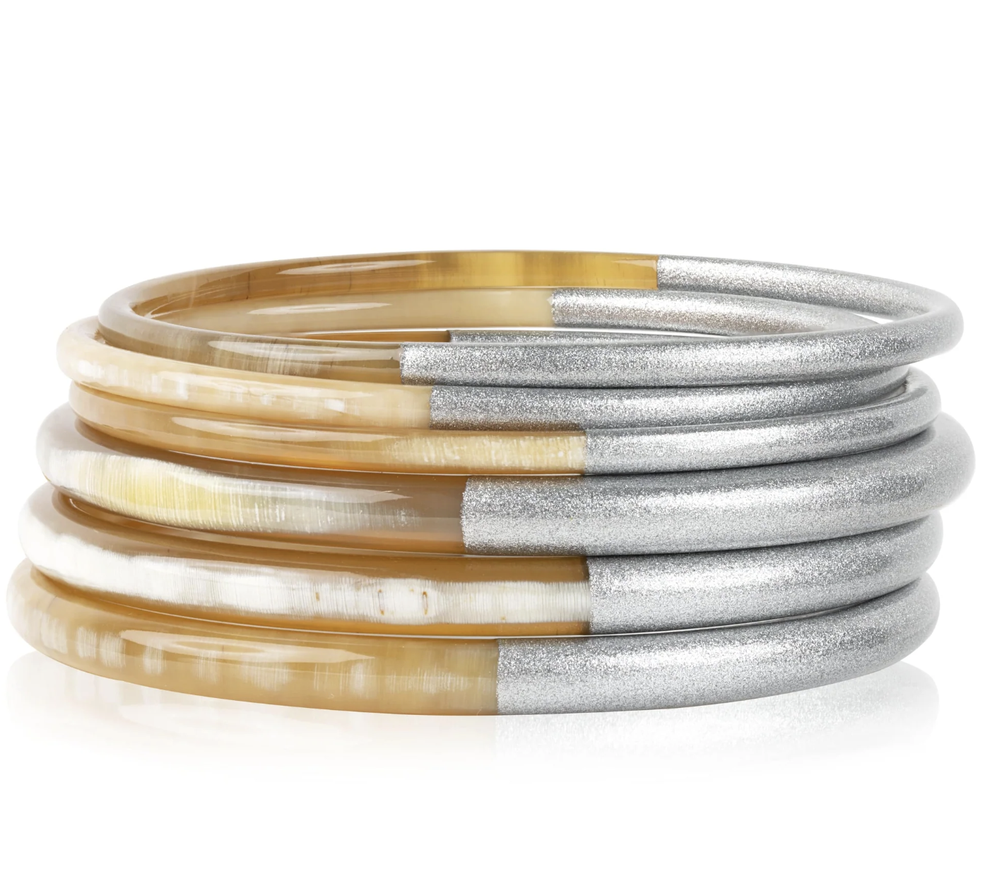 Metallic Silver Mix Bangle Set