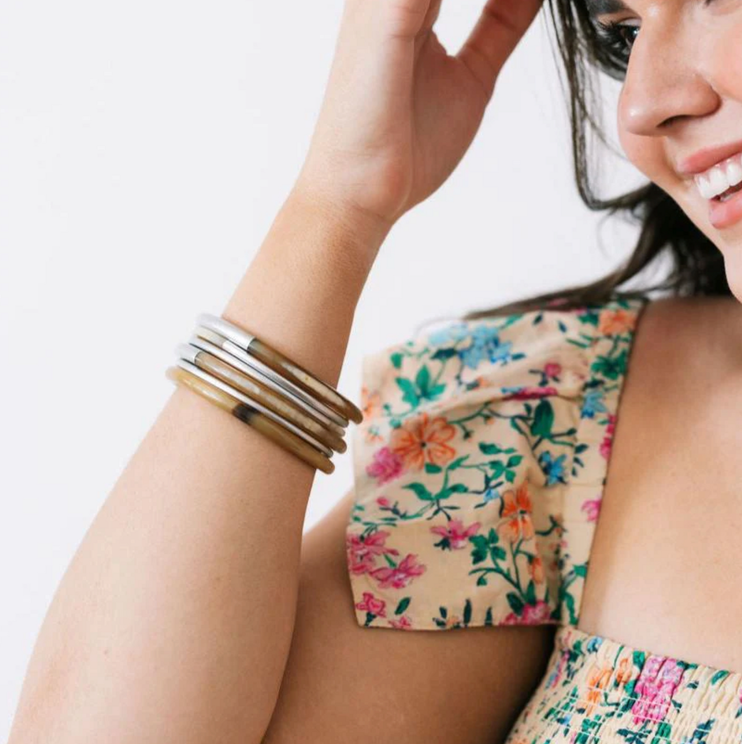 Metallic Silver Mix Bangle Set