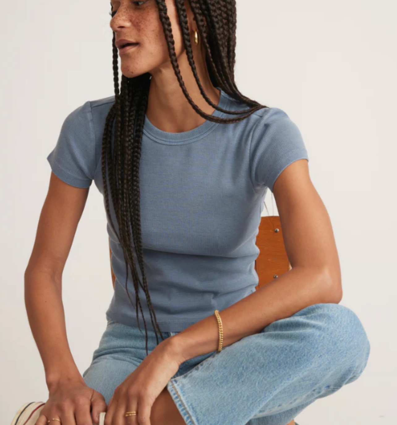 Lexi Rib Sun-In Crew Tee | Graphite