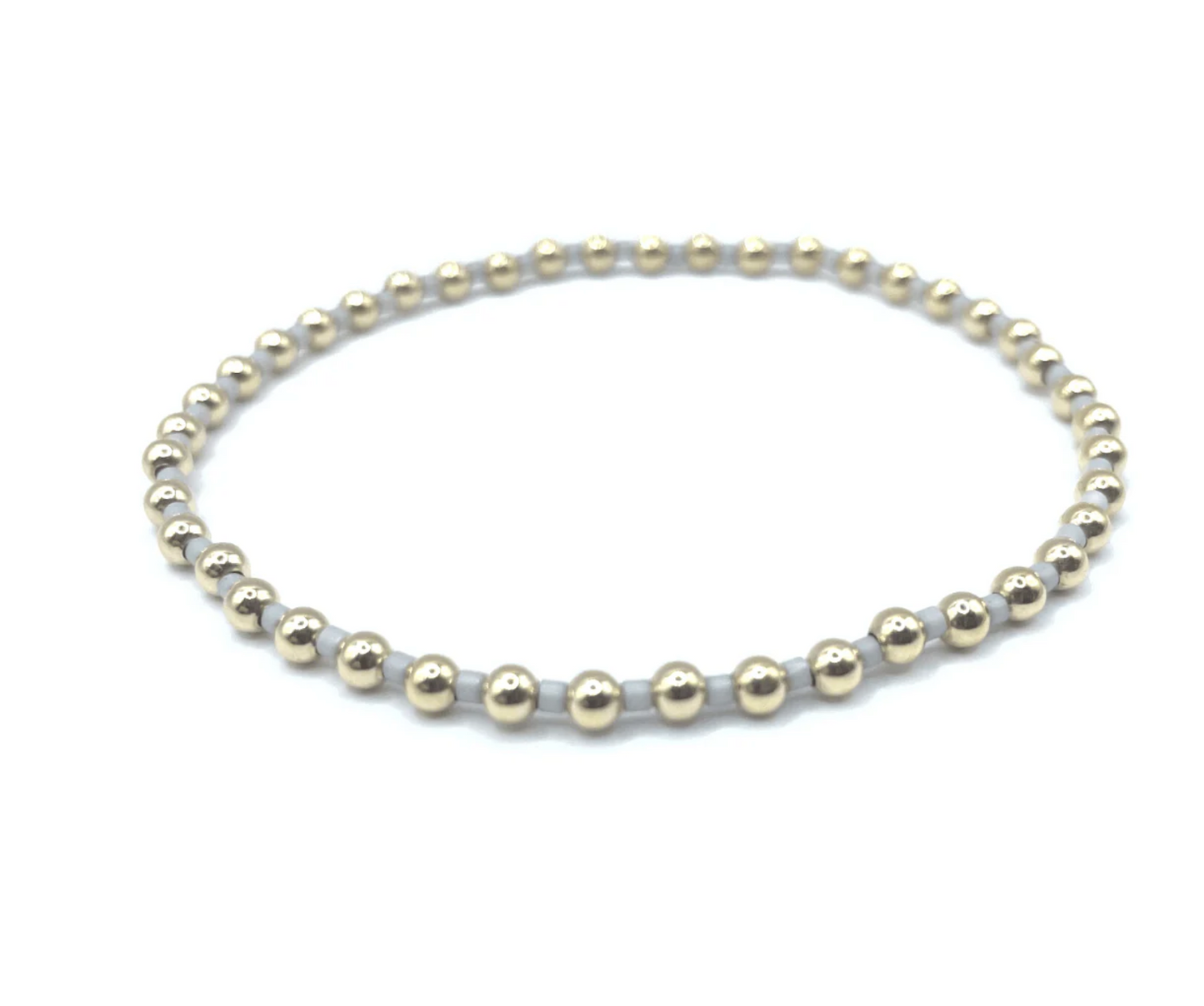3mm Color Crush Newport LIGHT GRAY & Gold Waterproof Bracelet 7"