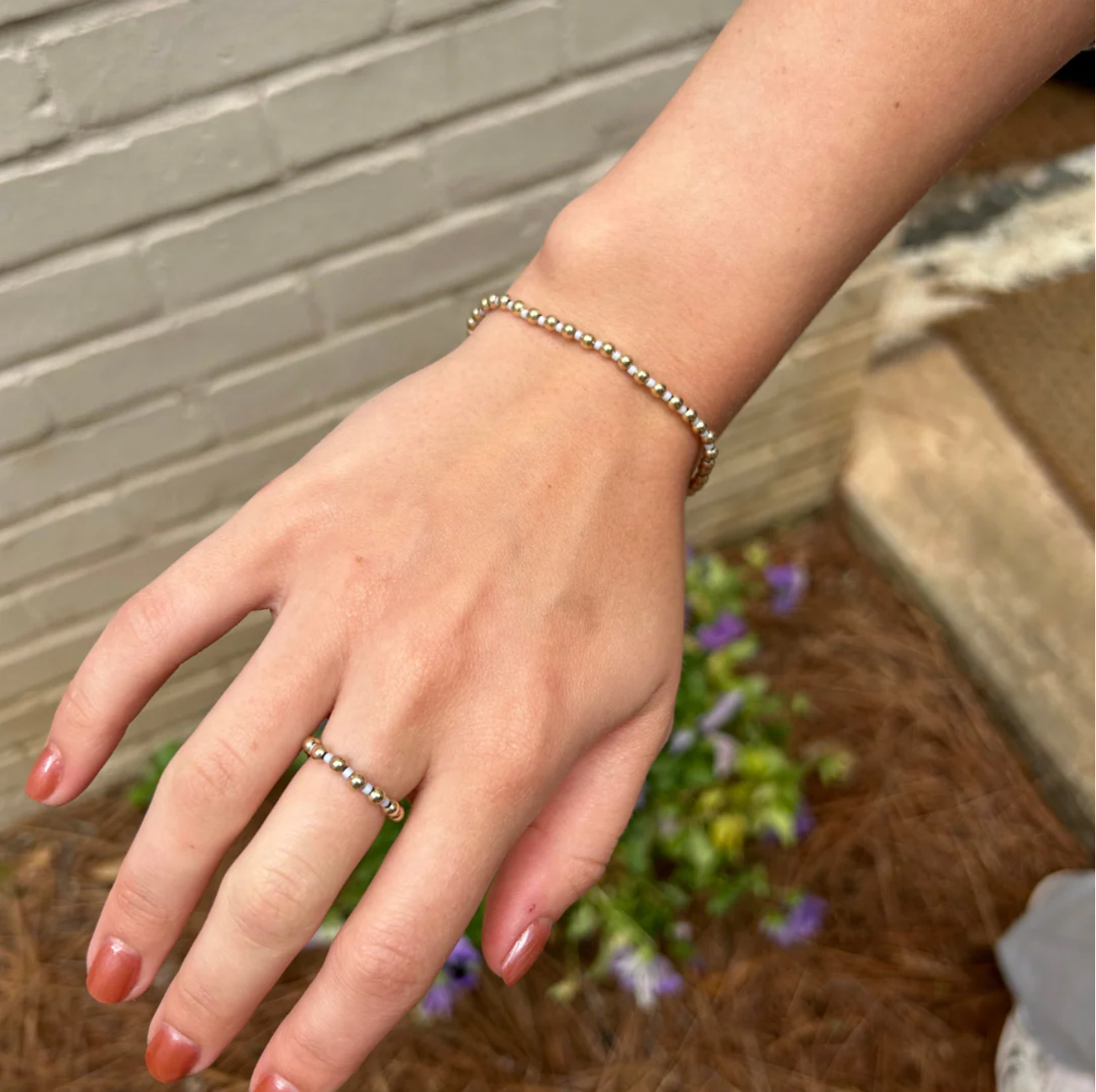 3mm Color Crush Newport GRAY BLUE & Gold Waterproof Bracelet