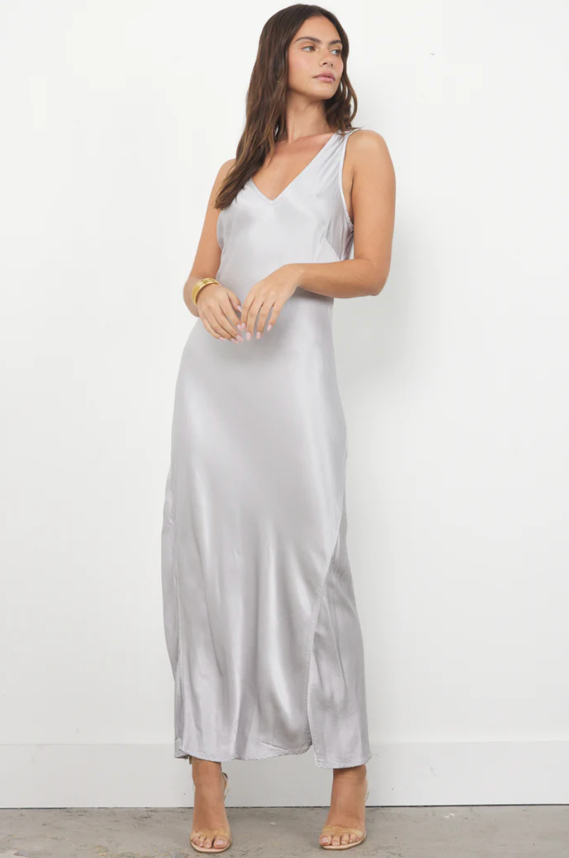 Wynn Silky Maxi Dress | Silver