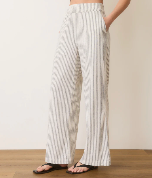Allison Hemp Trouser | Cream/Navy