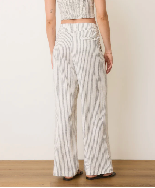 Allison Hemp Trouser | Cream/Navy