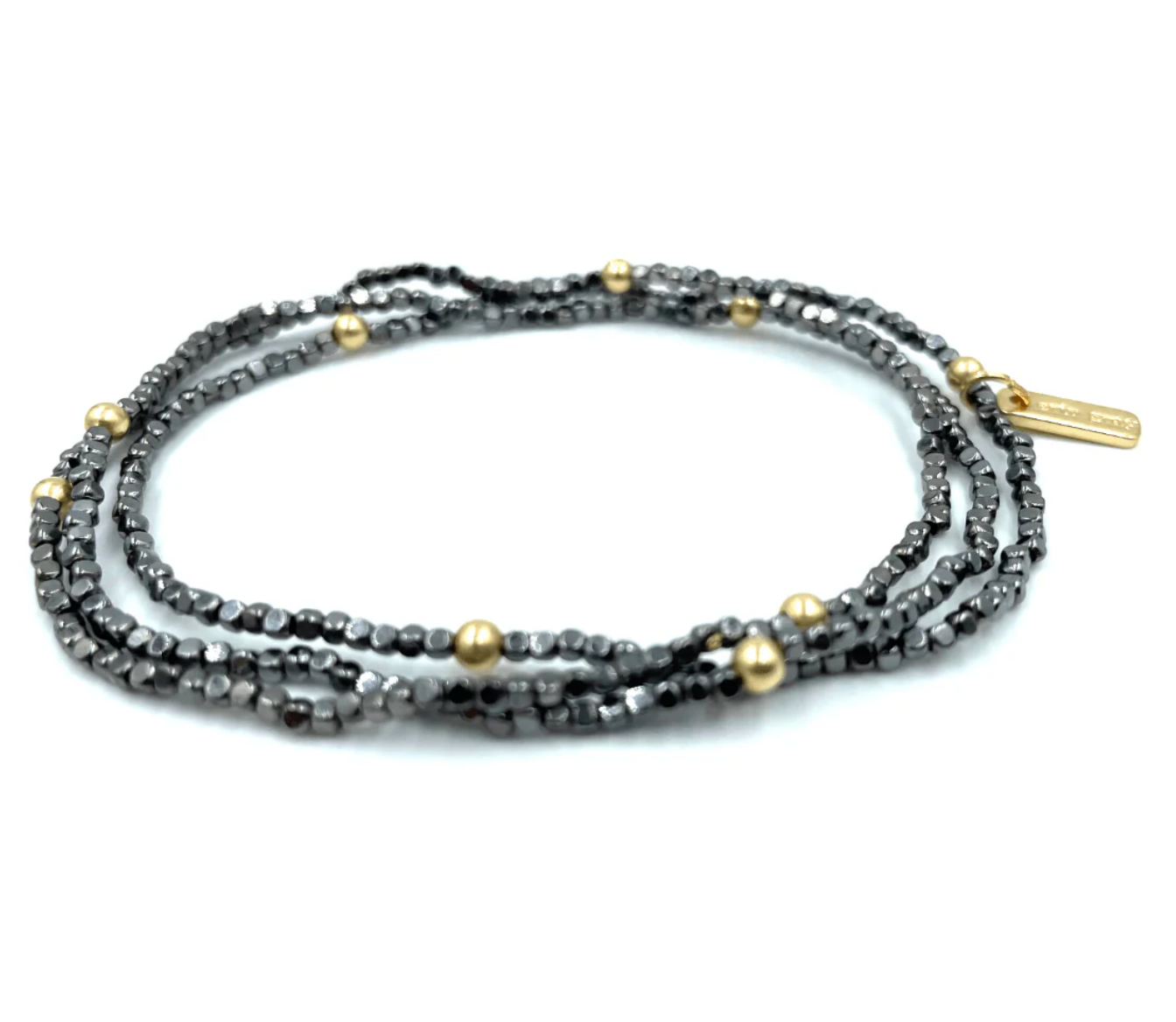 #H BOHO Bracelet Stack | Black Hematite + Gold Filled