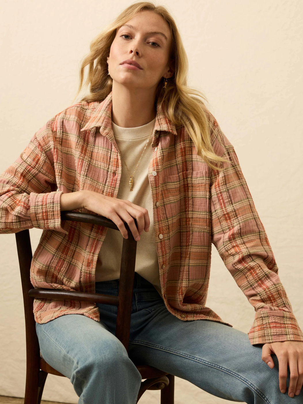 Faherty Dune Cotton Gauze Relaxed Shirt | Tinted Rose