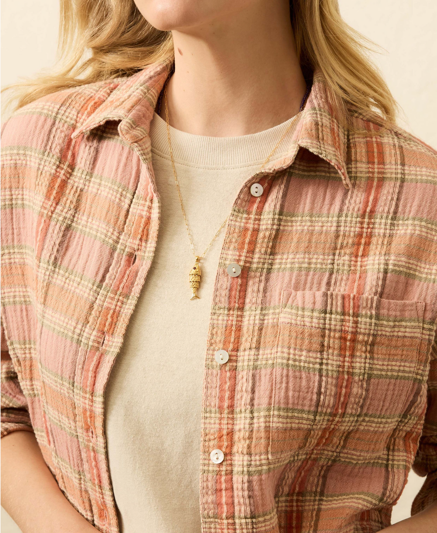 Faherty Dune Cotton Gauze Relaxed Shirt | Tinted Rose