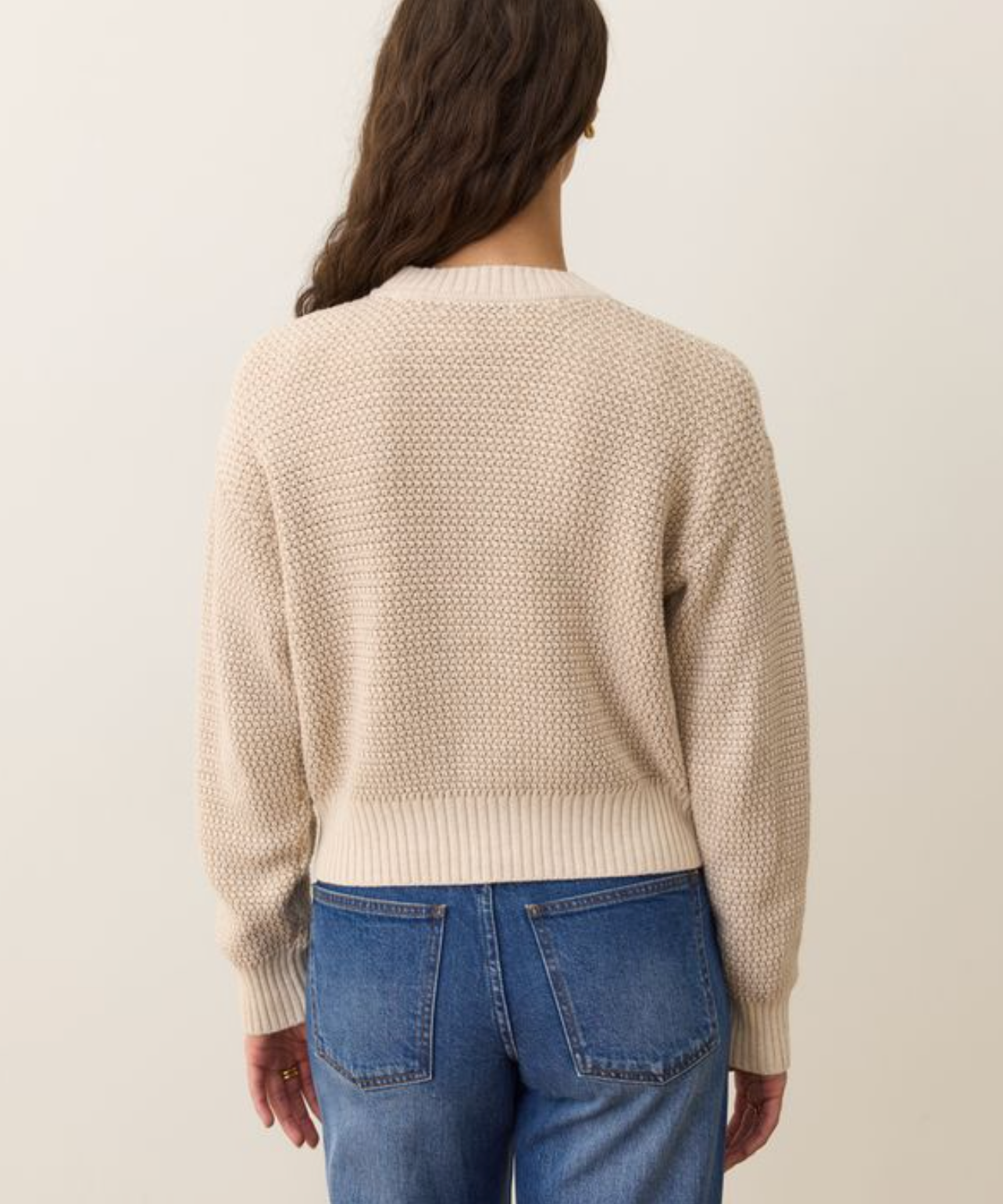 Robin Textured Crewneck Sweater | Almond