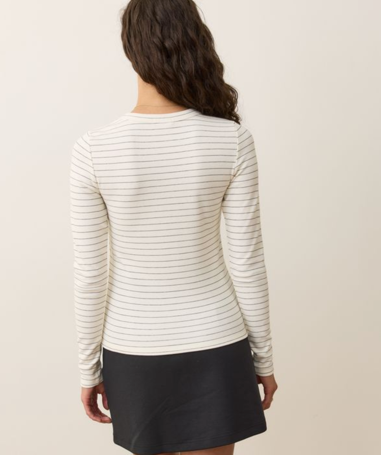 Lexi Rib Sun-In Crew Tee | White/Black Stripe