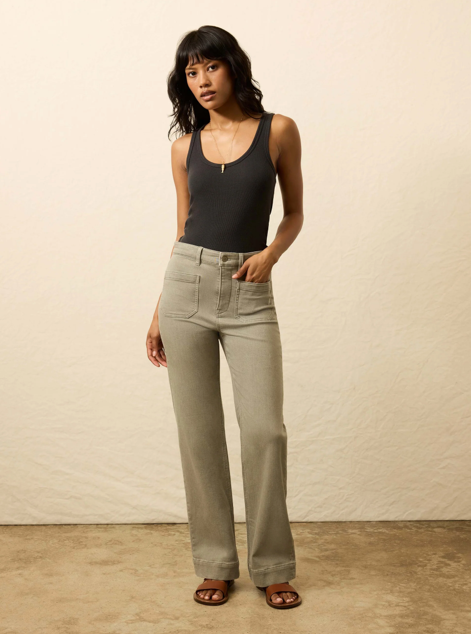 Stretch Terry Patch Pocket Ankle Pant | Coastal Sage
