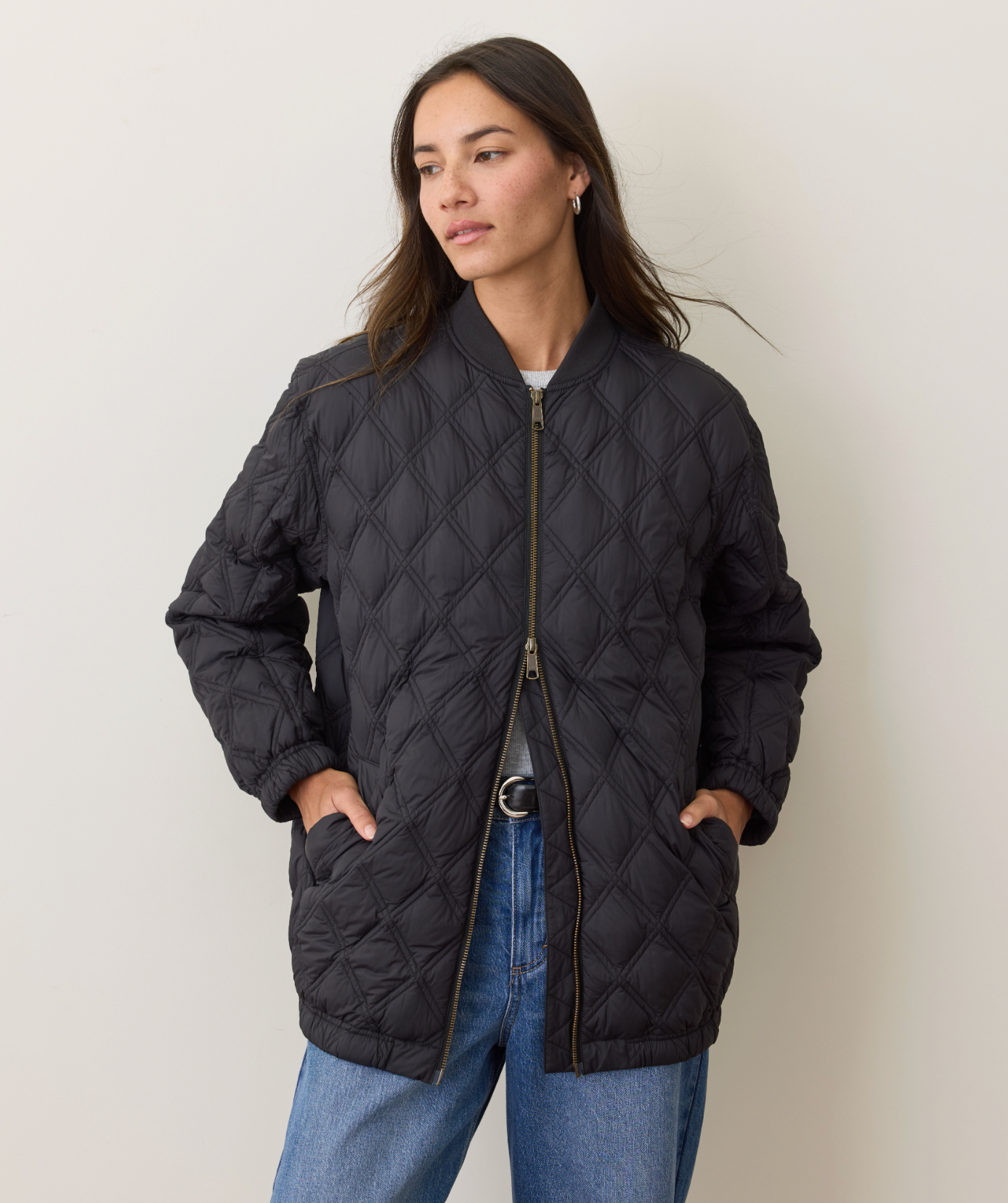 Marina Quilted Bomber | Black