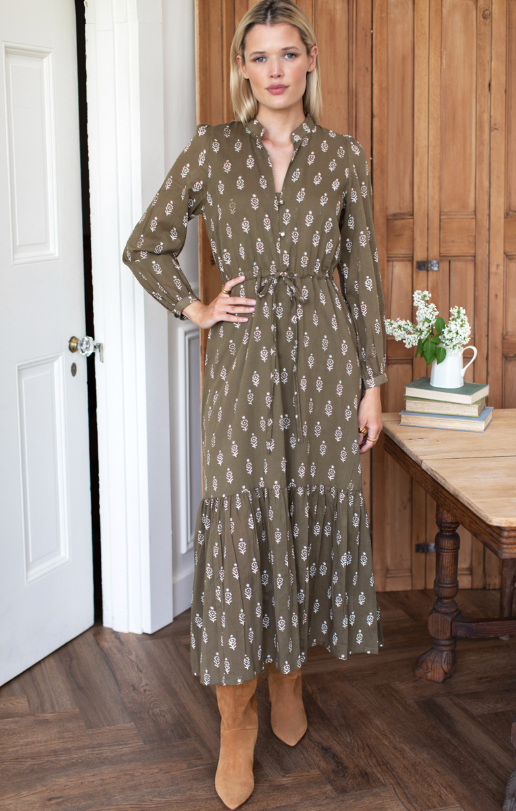 Frances 3 Dress - Marguerite 2 Gothic Olive Organic S Frances 3 Dress - Marguerite 2 Gothic Olive Organic S