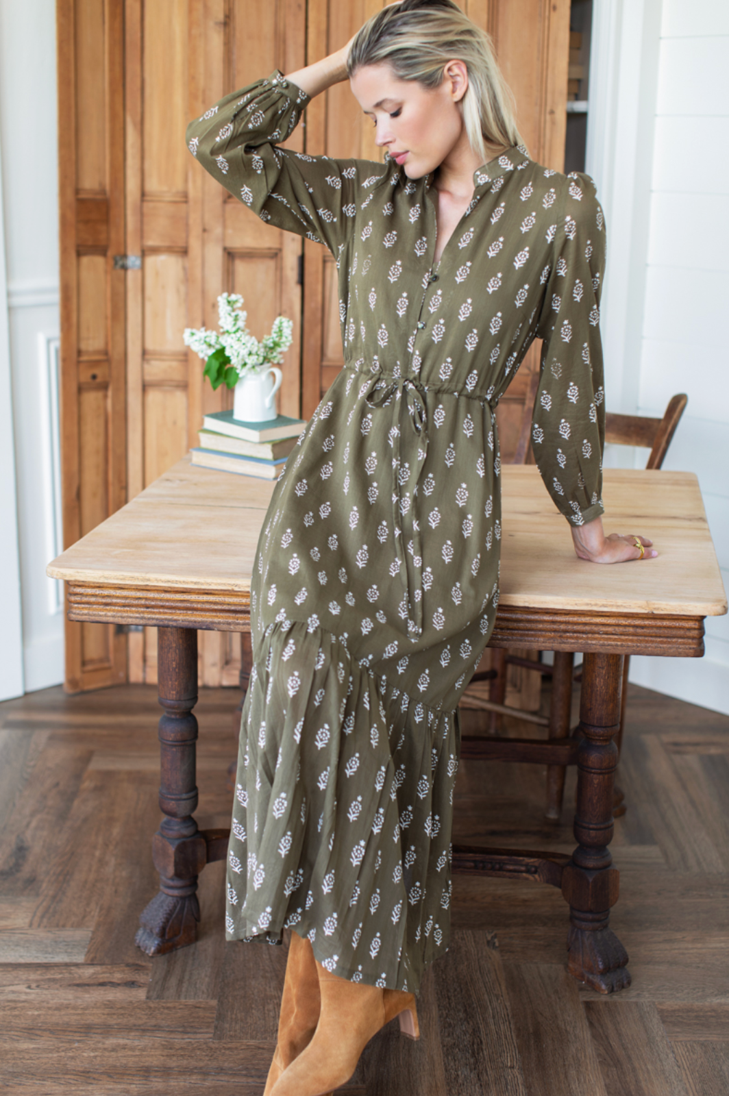 Emerson Fry Frances 3 Dress | Marguerite Gothic Olive Organic