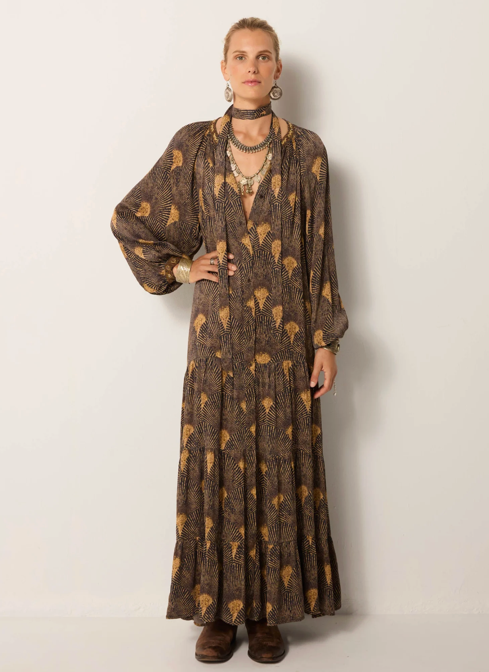 Anouk Dress - Peacok Avocado