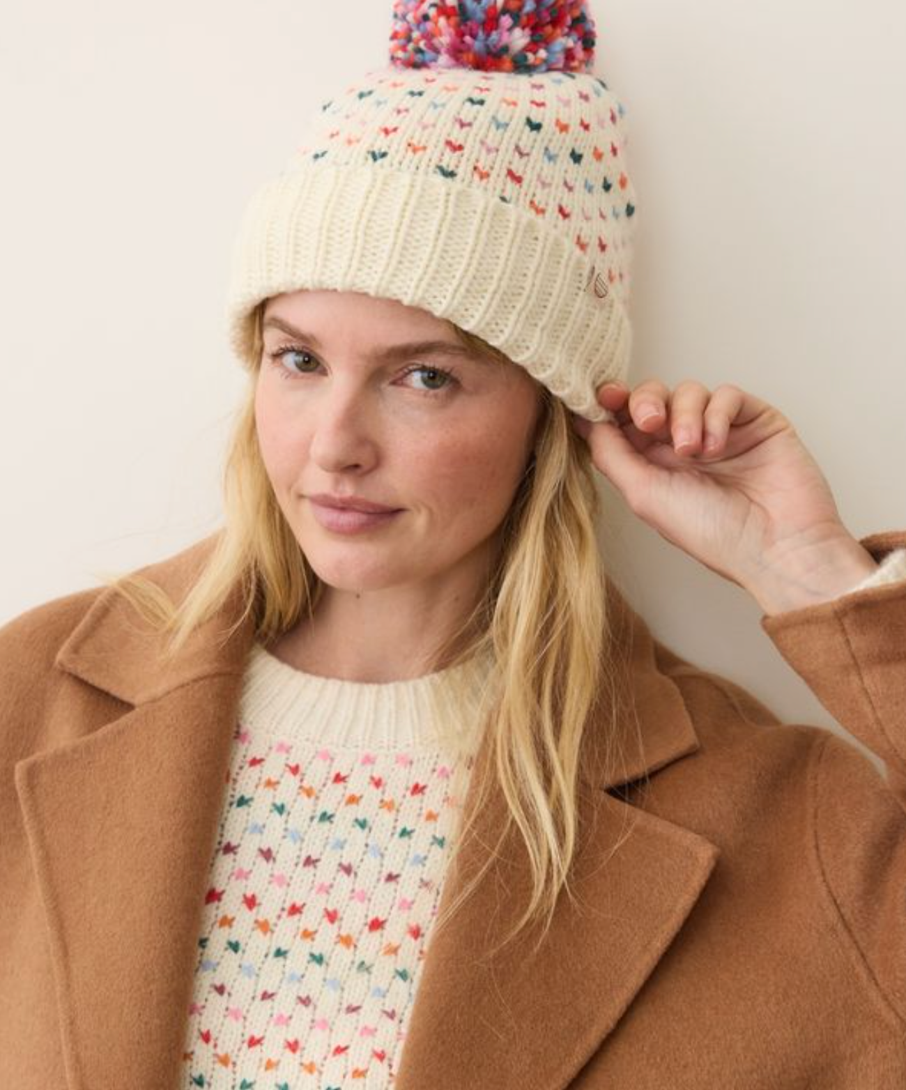 Rainbow Pom Beanie