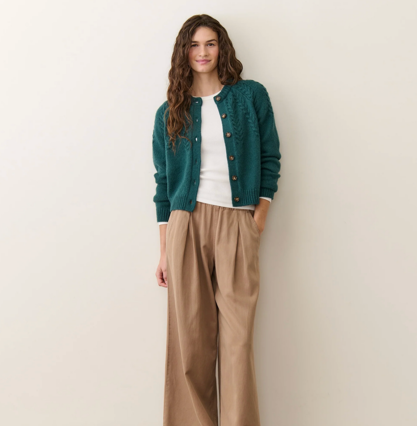 Everly Cable Knit Cardigan | Deep Sea