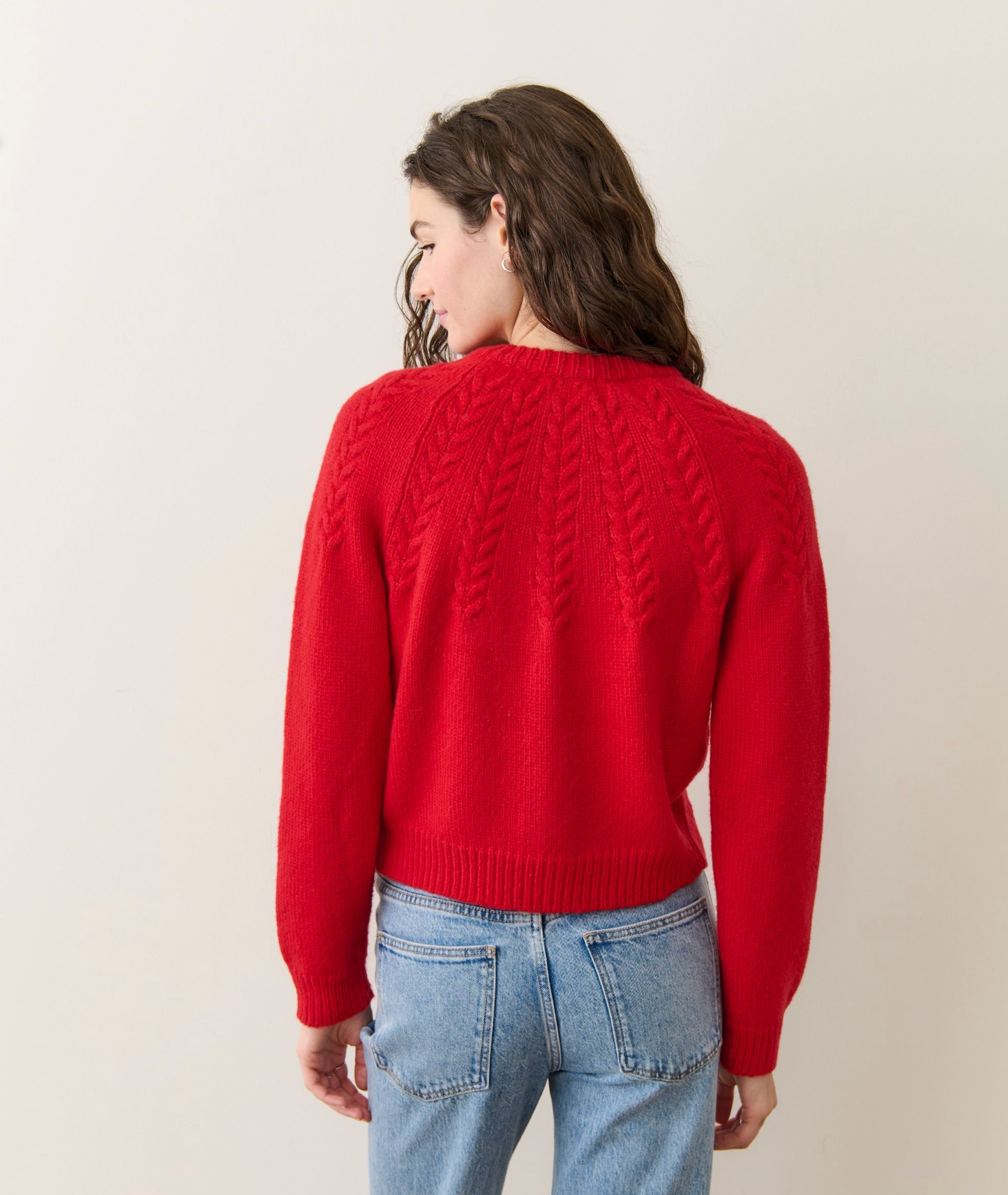 Everly Cable Knit Cardigan | Cherry Red
