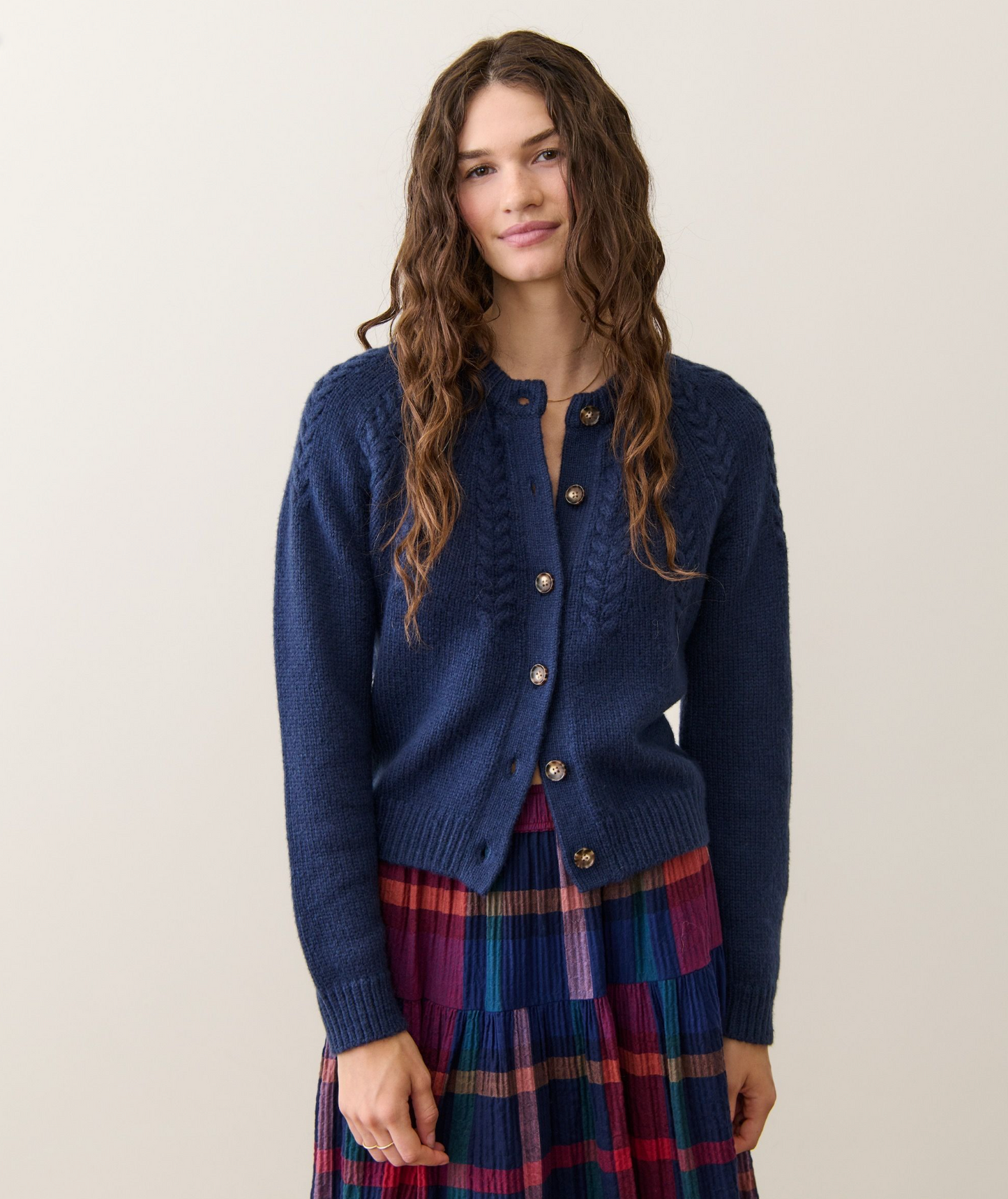 Everly Cable Knit Cardigan | True Navy