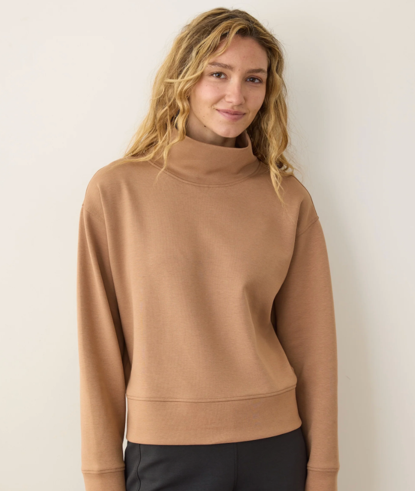 Nova Mock Neck Sweatshirt | Cocoa Brown