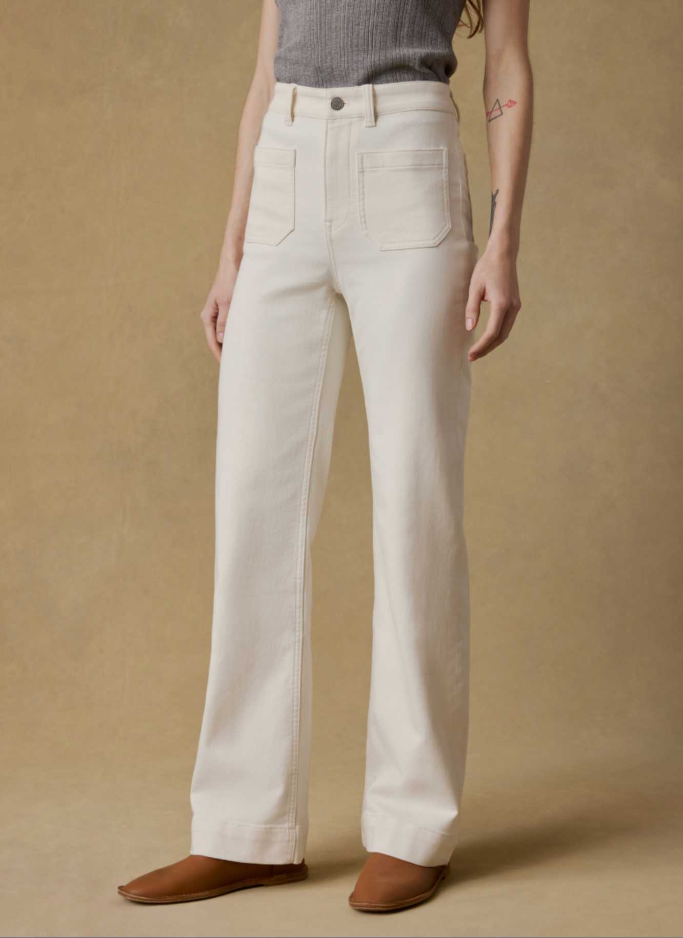 Stretch Terry Patch Pocket Pant | Egret