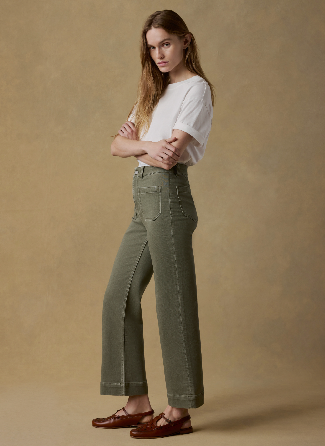 Stretch Terry Patch Pocket Ankle Pant | Island Olive