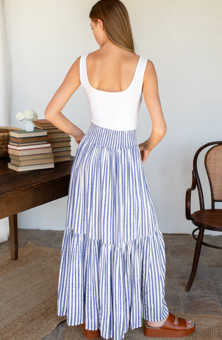 Emerson Fry Shirred Skirt | Ocean Stripe