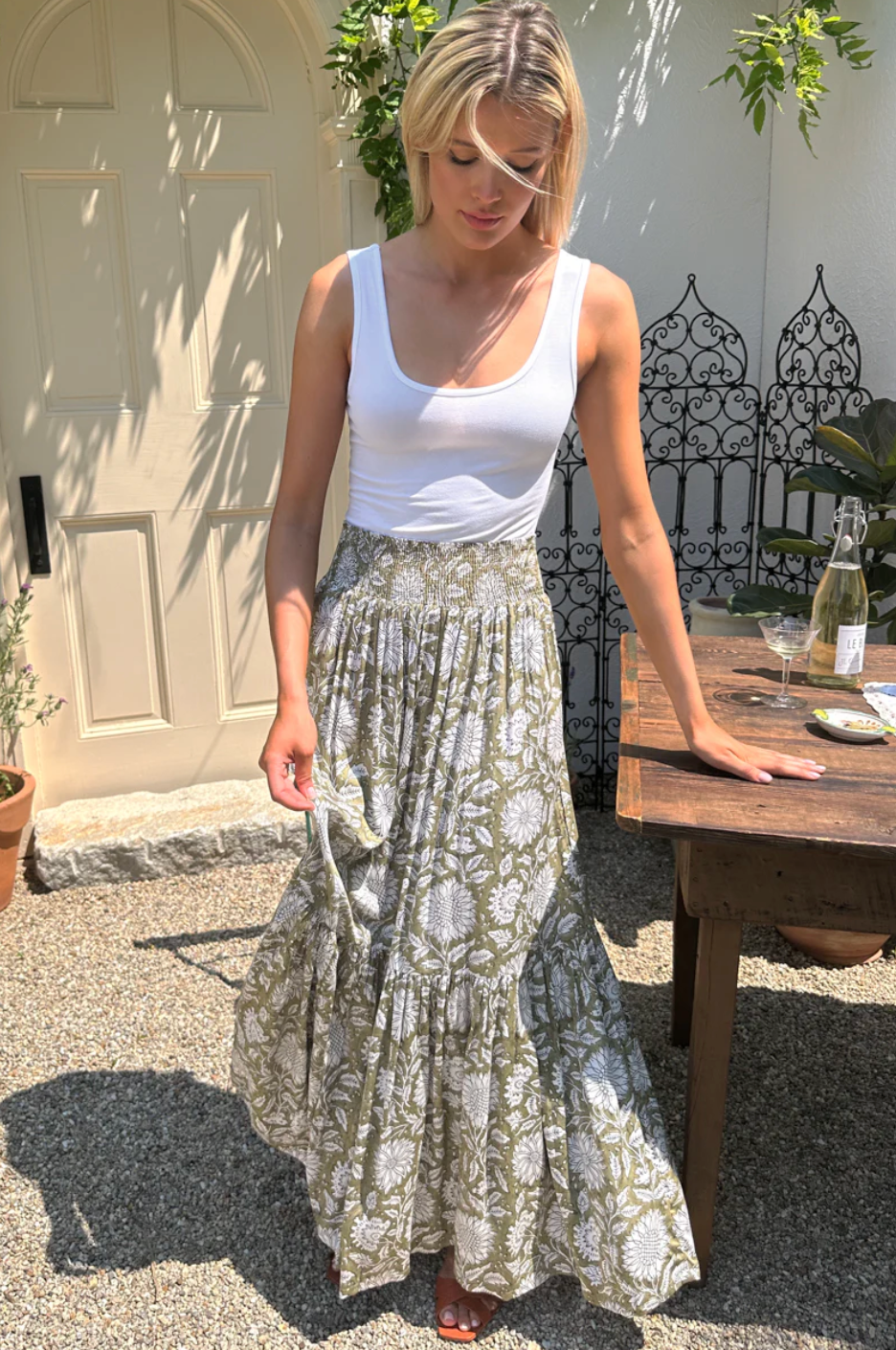 Emerson Fry Shirred Skirt | Arles Gothic Olive
