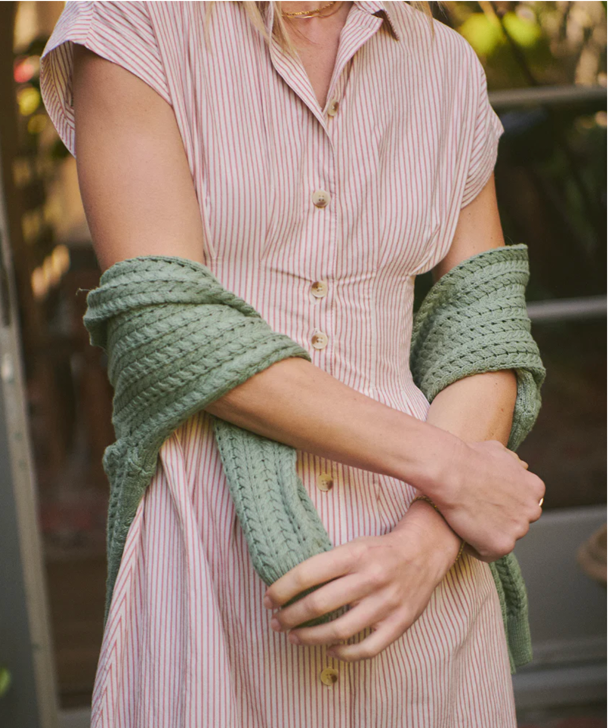 Arden Midi Shirt Dress | Rust/White Stripe
