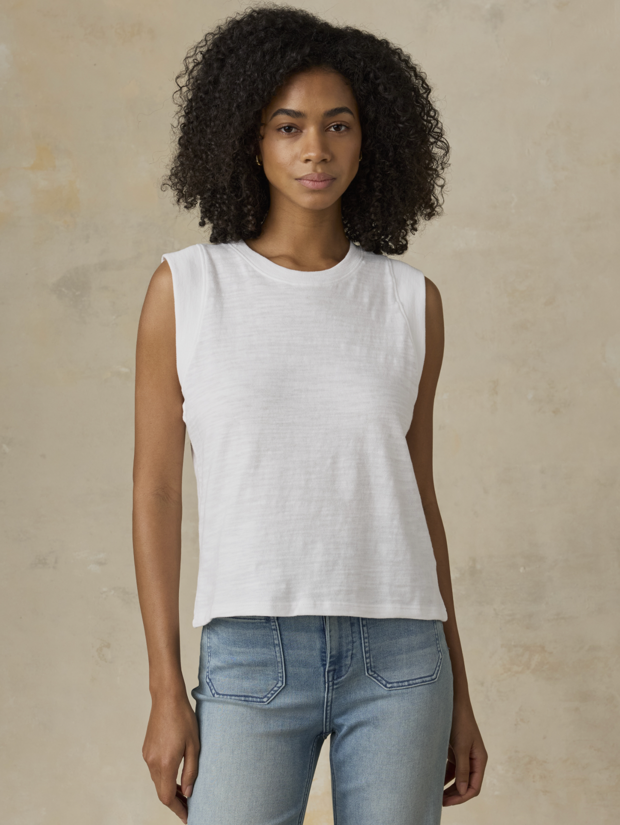 Sunwashed Slub Muscle Tank | White