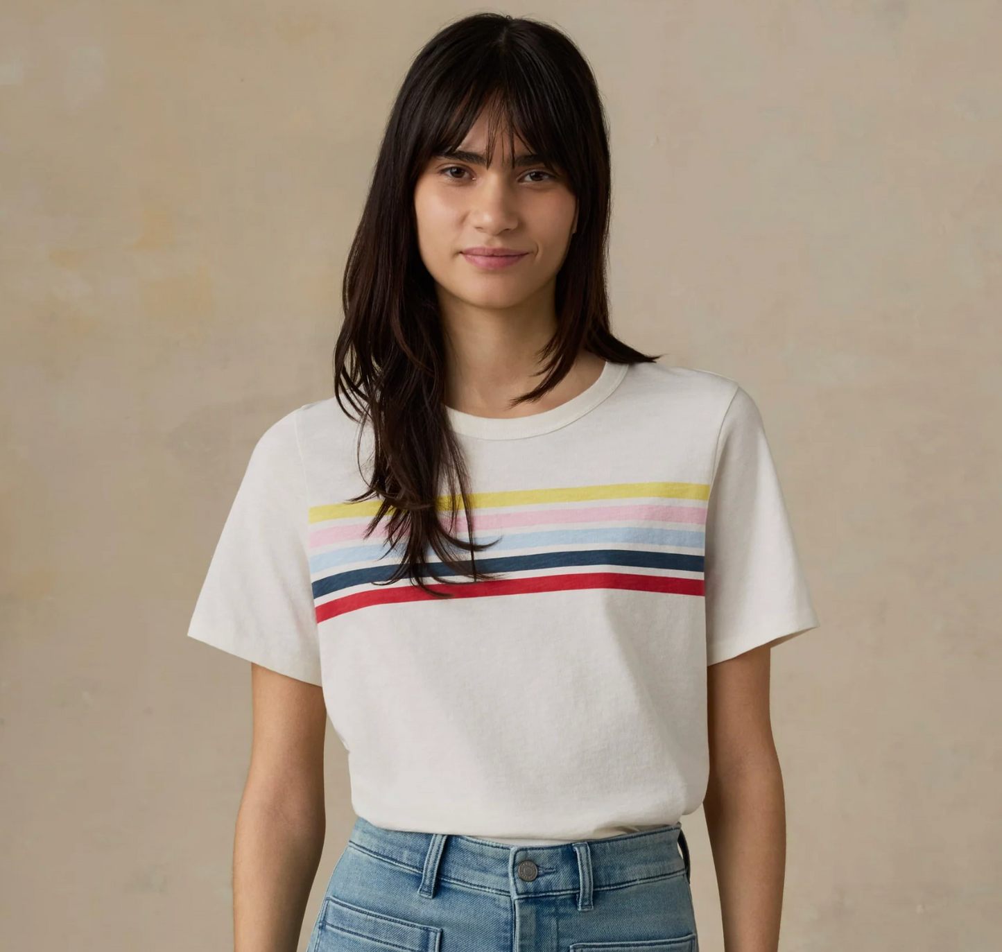 Sunwashed Regenerative Tee | Sunset Parade Stripe