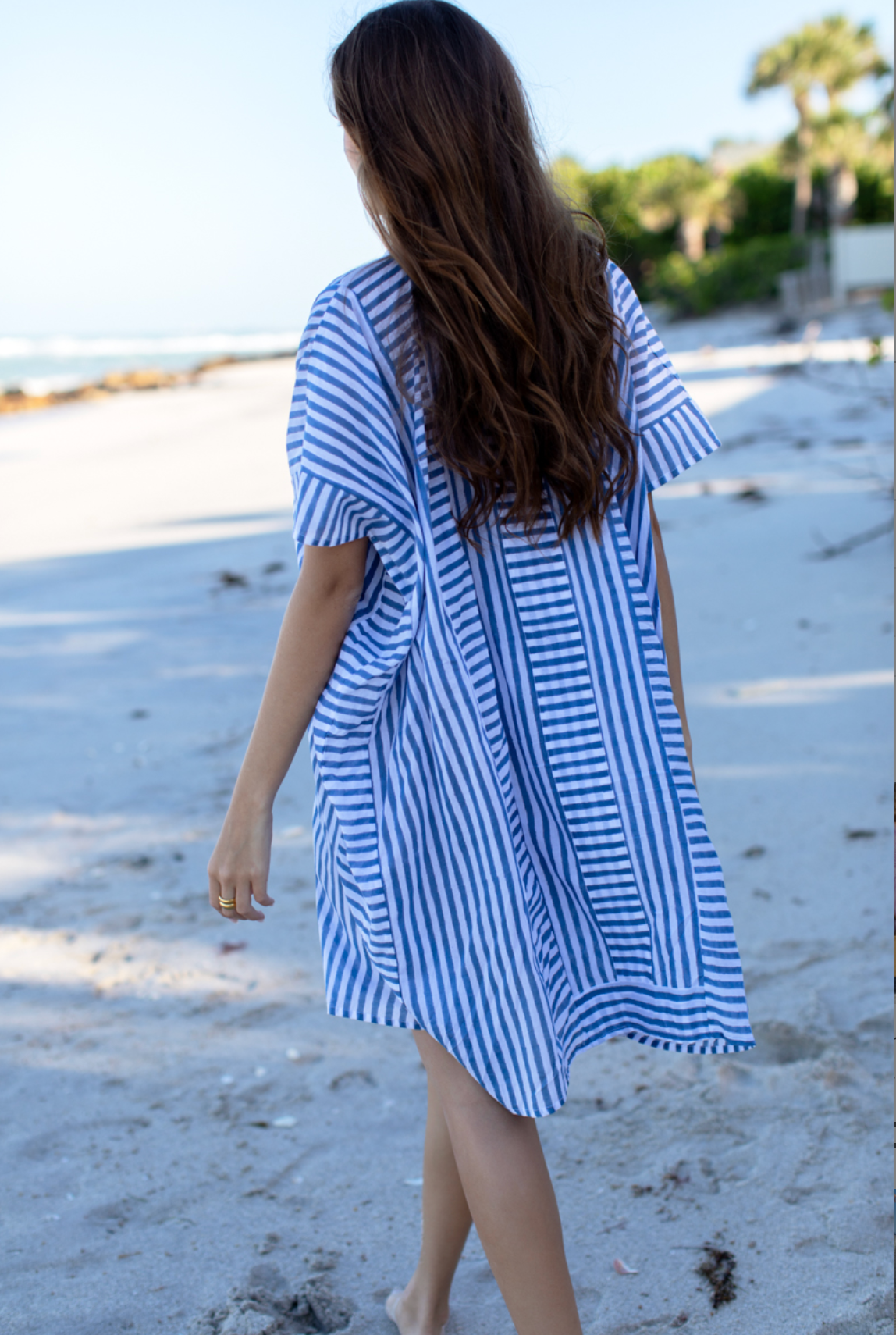 Emerson Short Caftan | Ocean Stripe Organic