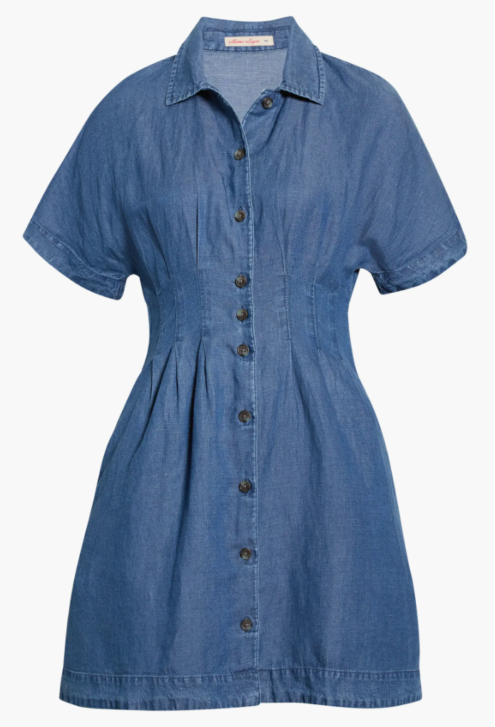 Arden Mini Shirt Dress - Medium Wash